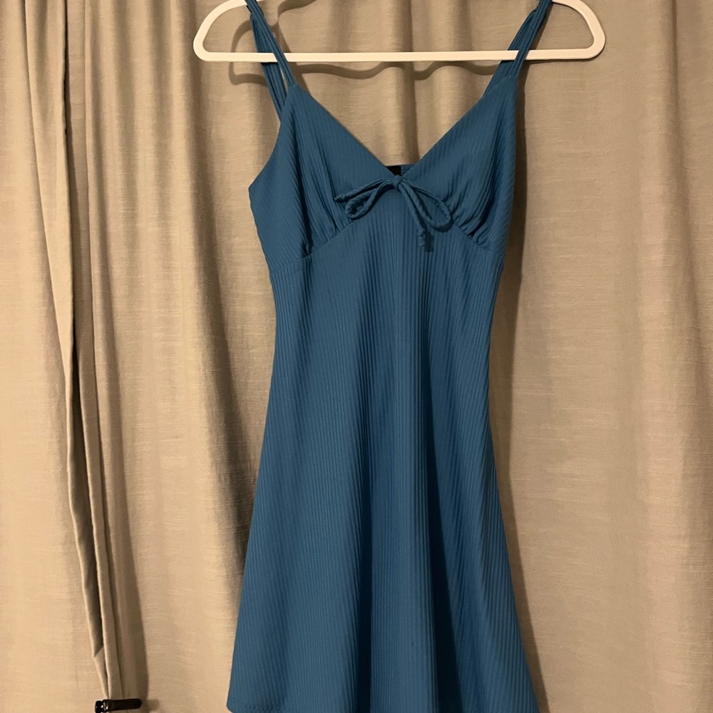 casual blue summer mini dress